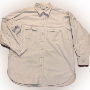 Vintage L.L. Bean Tall 17.5 Cream Button-Down Chamois Cloth Work Flannel Shirt